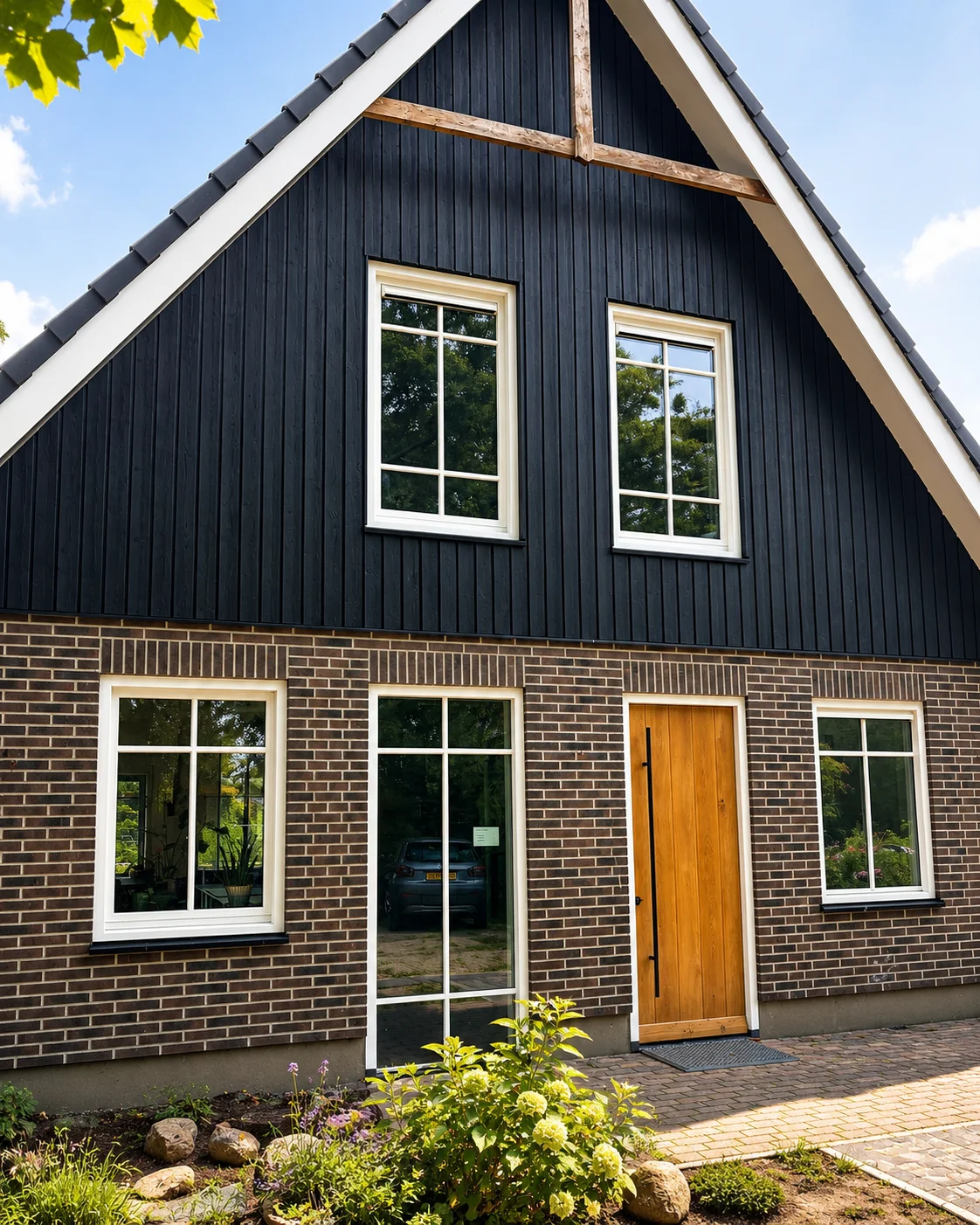Zwarte houten gevel